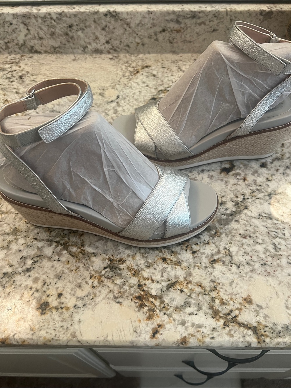 Cole Haan Silver Metallic Ankle-Strap Sandals - Picture 3 of 5